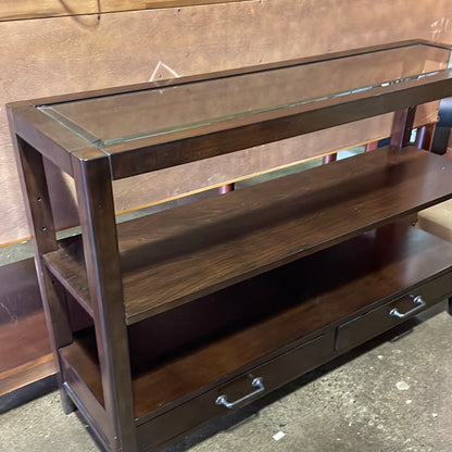 Glass topped console table