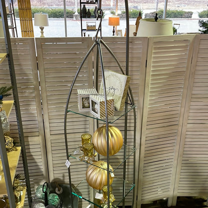 Metal and glass shelf unit