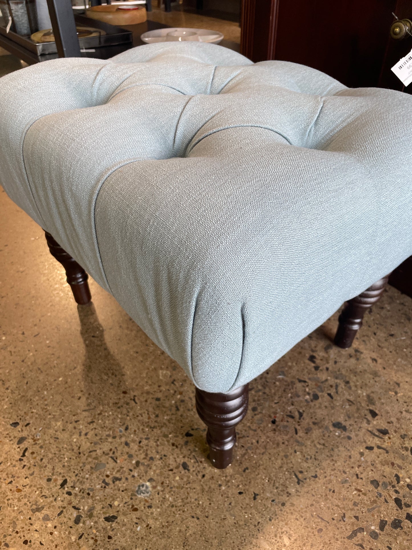 Blue Tufted Ottoman