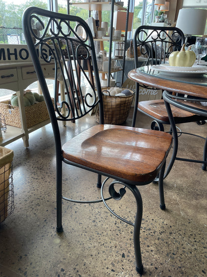 Round Wood/Metal Table w/4 chairs