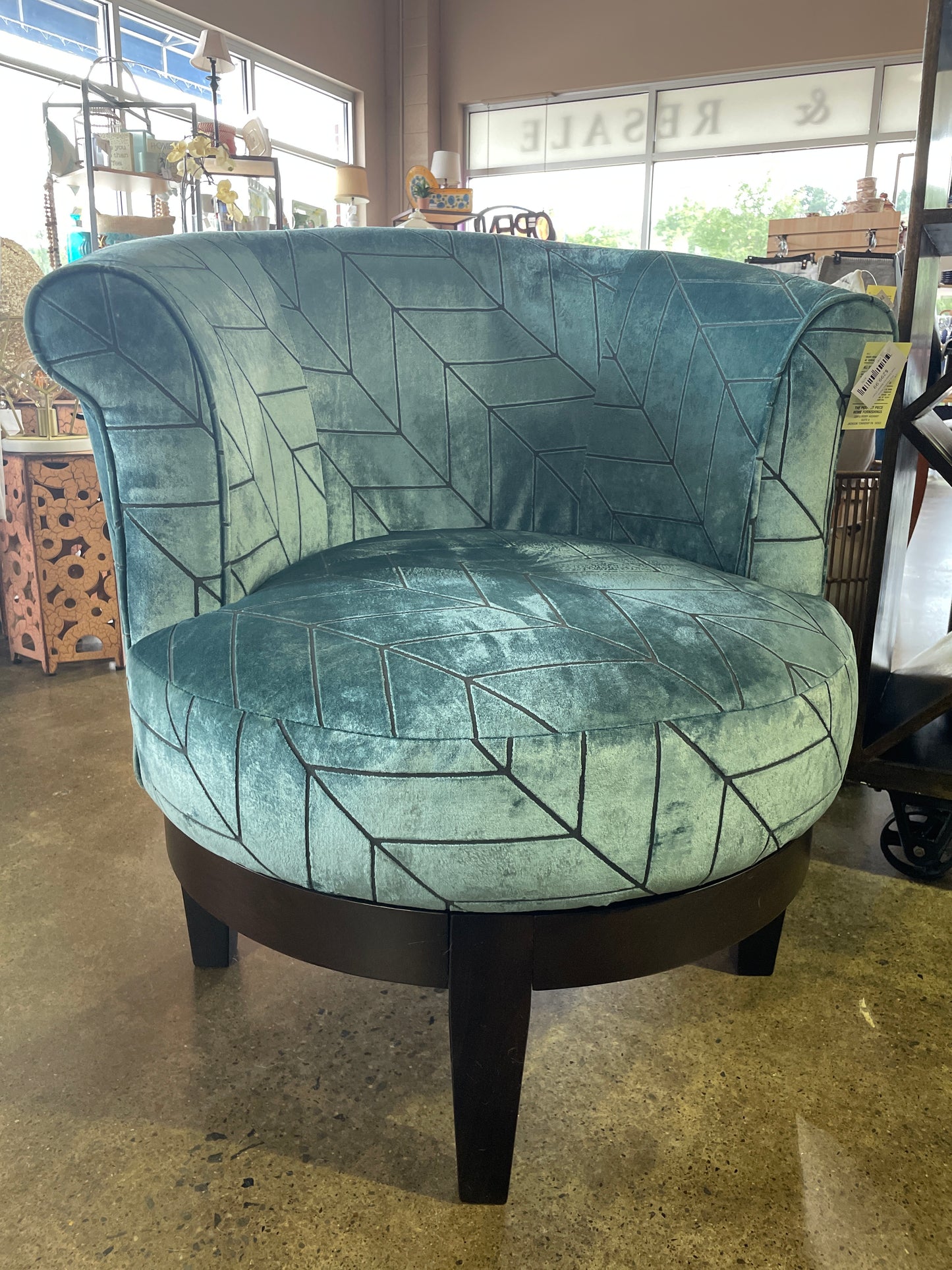 Teal Chevron Swivel Chair