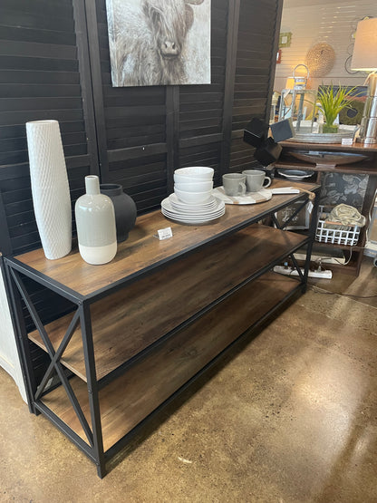 Dark Walnut Metal 3 Shelf Unit-NEW FROM MODEL HOME