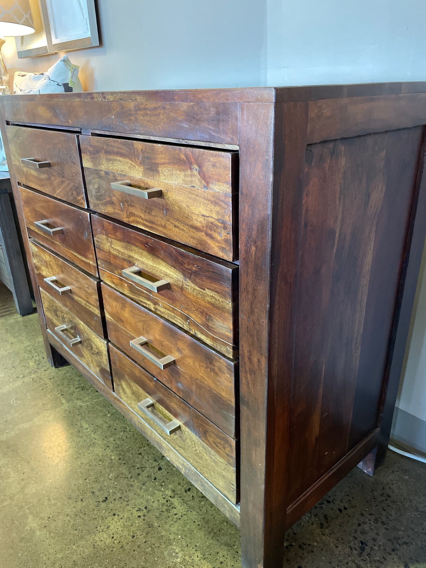 8 drawer chest with silver pulls