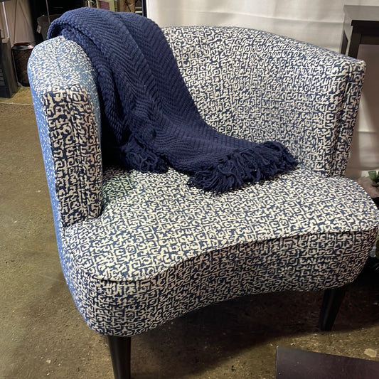 Blue and white accent chair