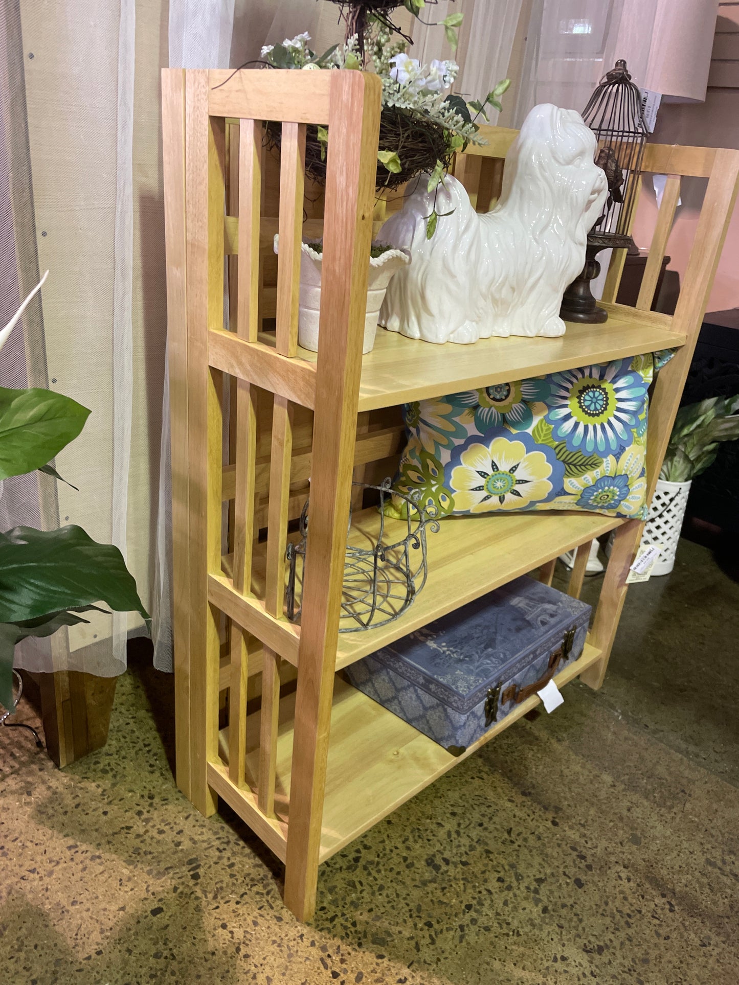 Natural Wood Folding 3 Shelf Unit