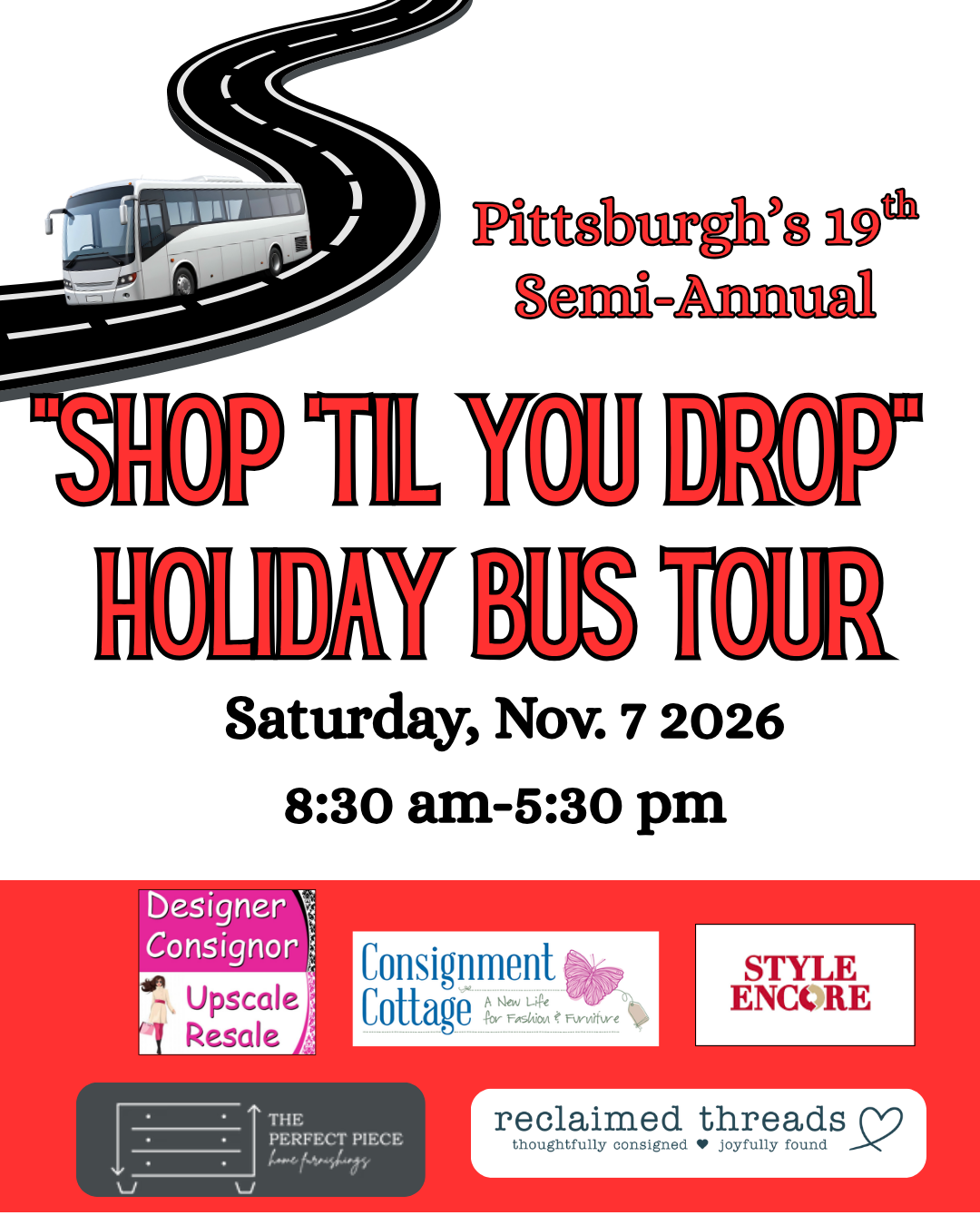 Bus Tour 2026: Shop Til You Drop, Sat. Nov 7 - The Perfect Piece Store, Zelie