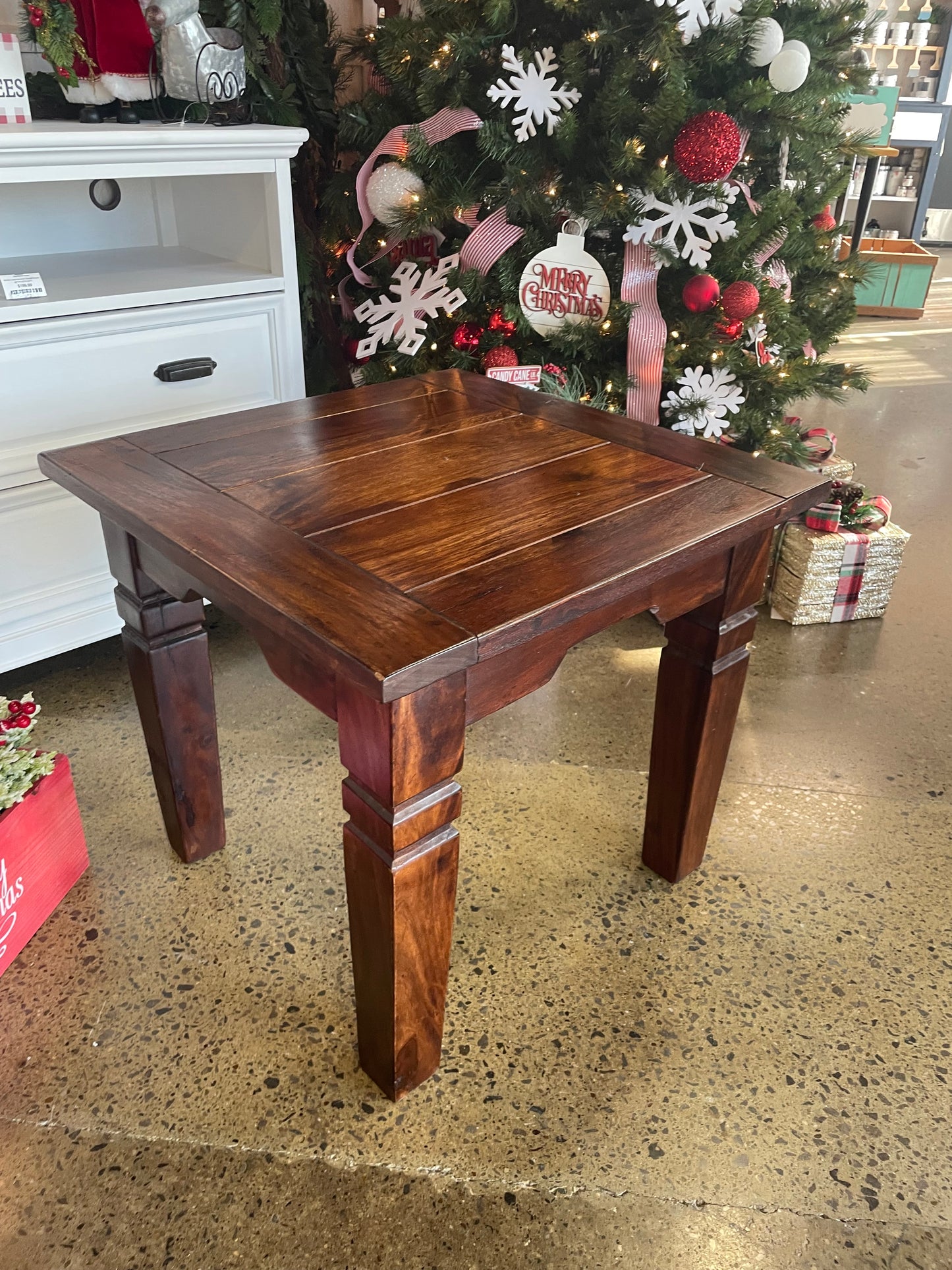 Dark Wood Square End Table