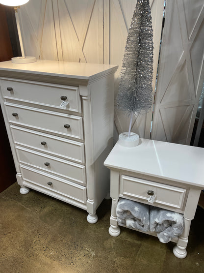 White Chest with Nightstand - Model Home