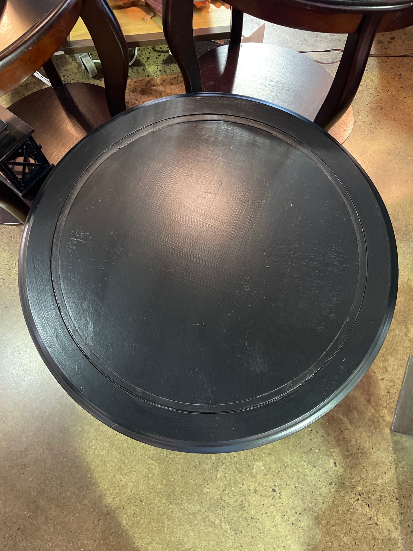 Painted Black Round End Table