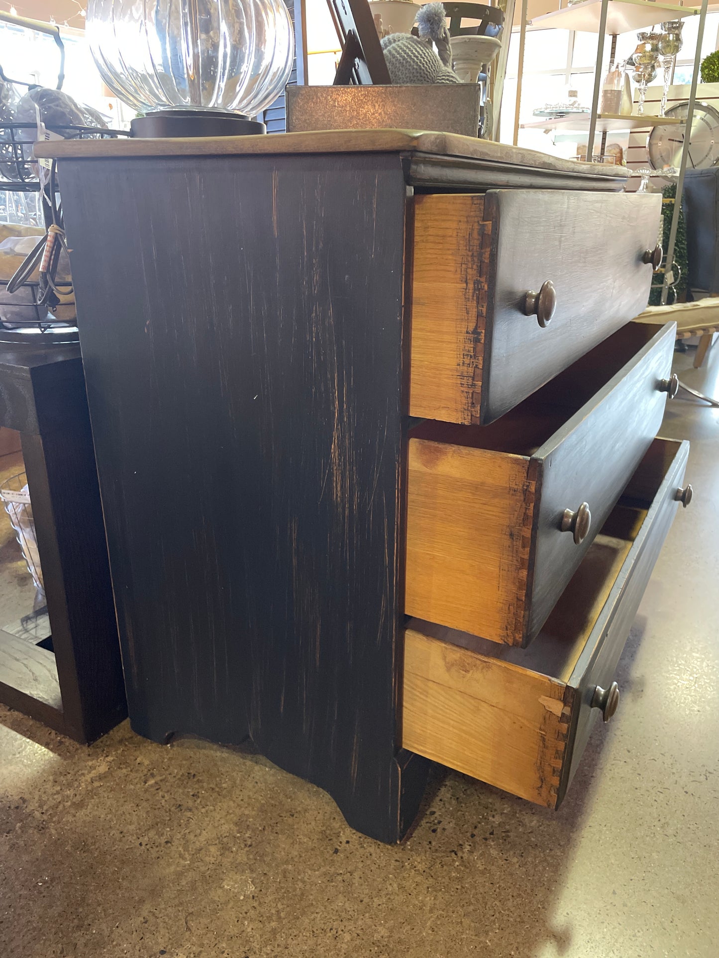 Black Distressed Chest of Drawers