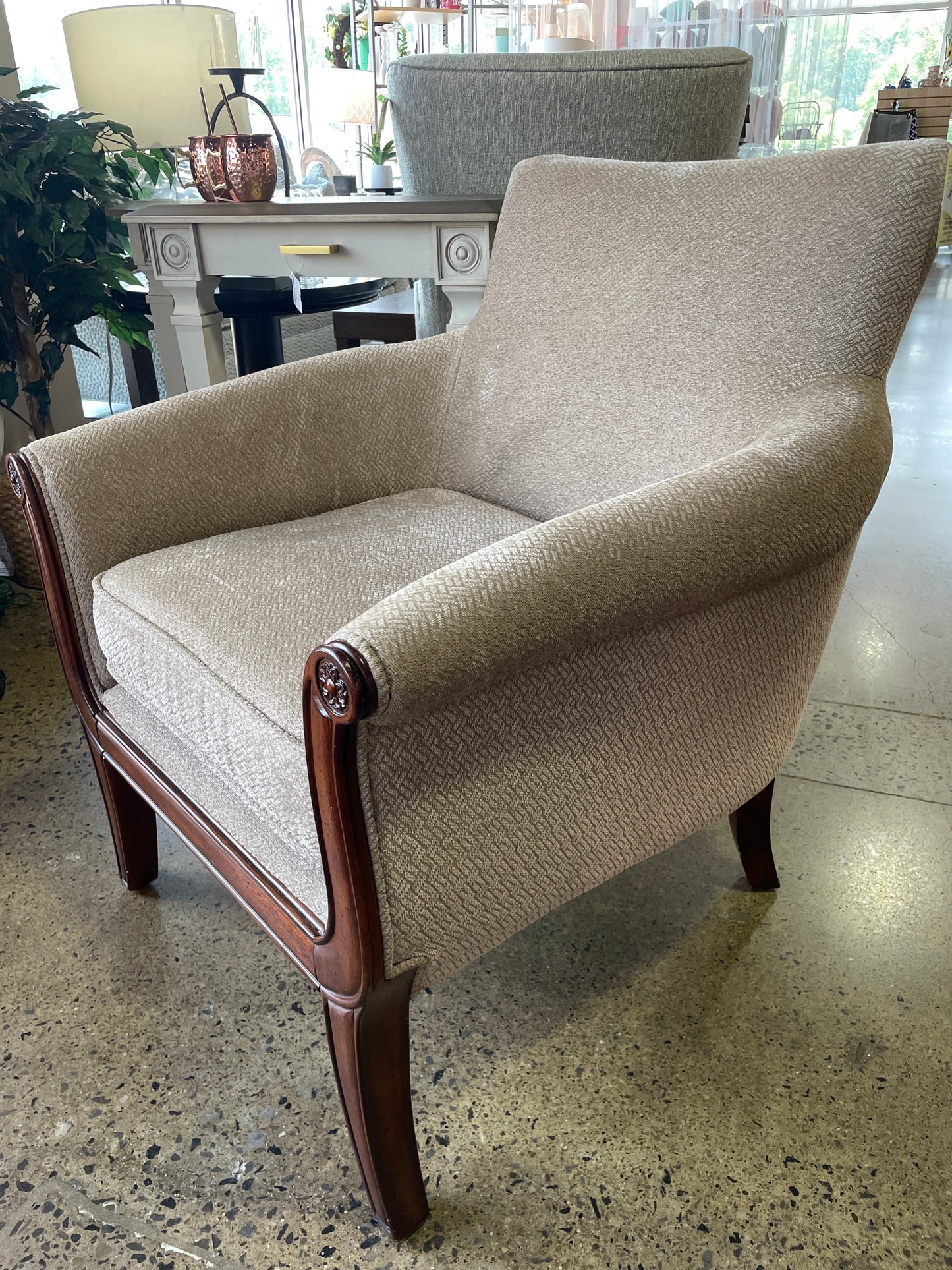 Bombay Cream Chair with Wood Accents