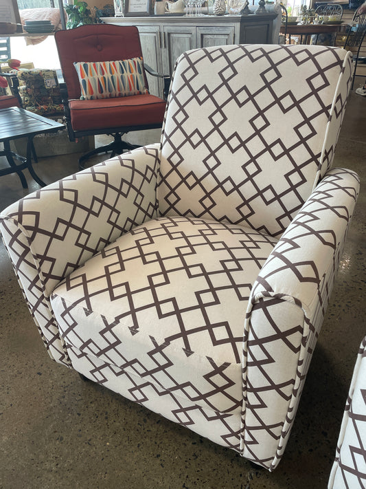 Cream Accent Chair with Geo Pattern