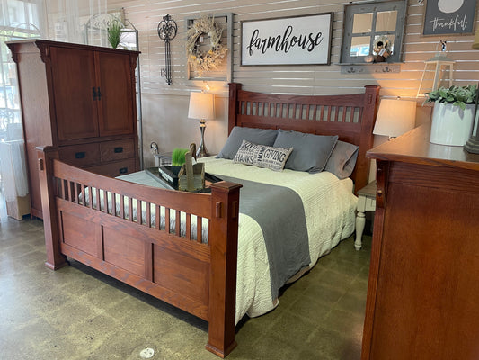 Queen Mission Bed and Dresser