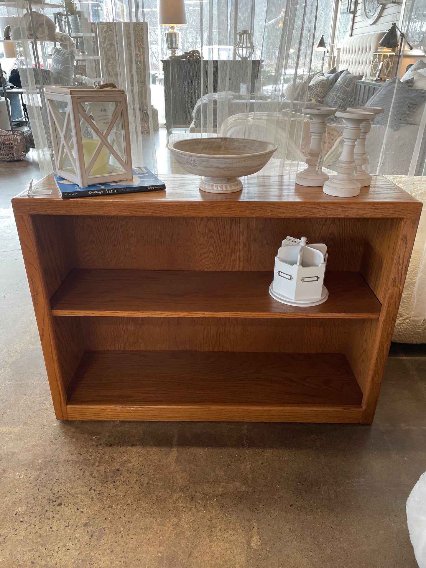 Oak adjustable shelf bookshelf