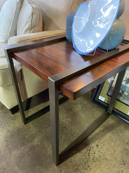 Plank like/metal coffee table w/ 2 end tables