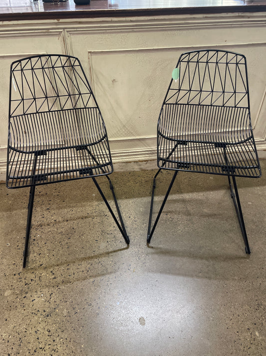 Black Wire Chair PAIR 18.5x20x31