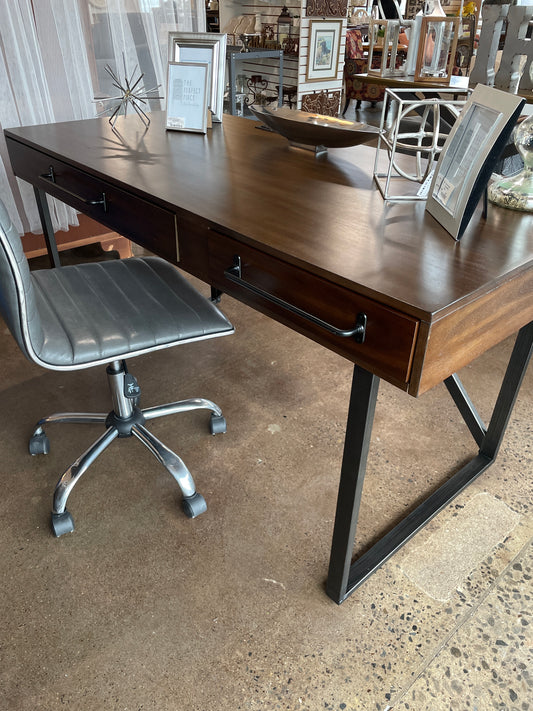 Black Writing Desk w/ Metal Legs - MODEL HOME