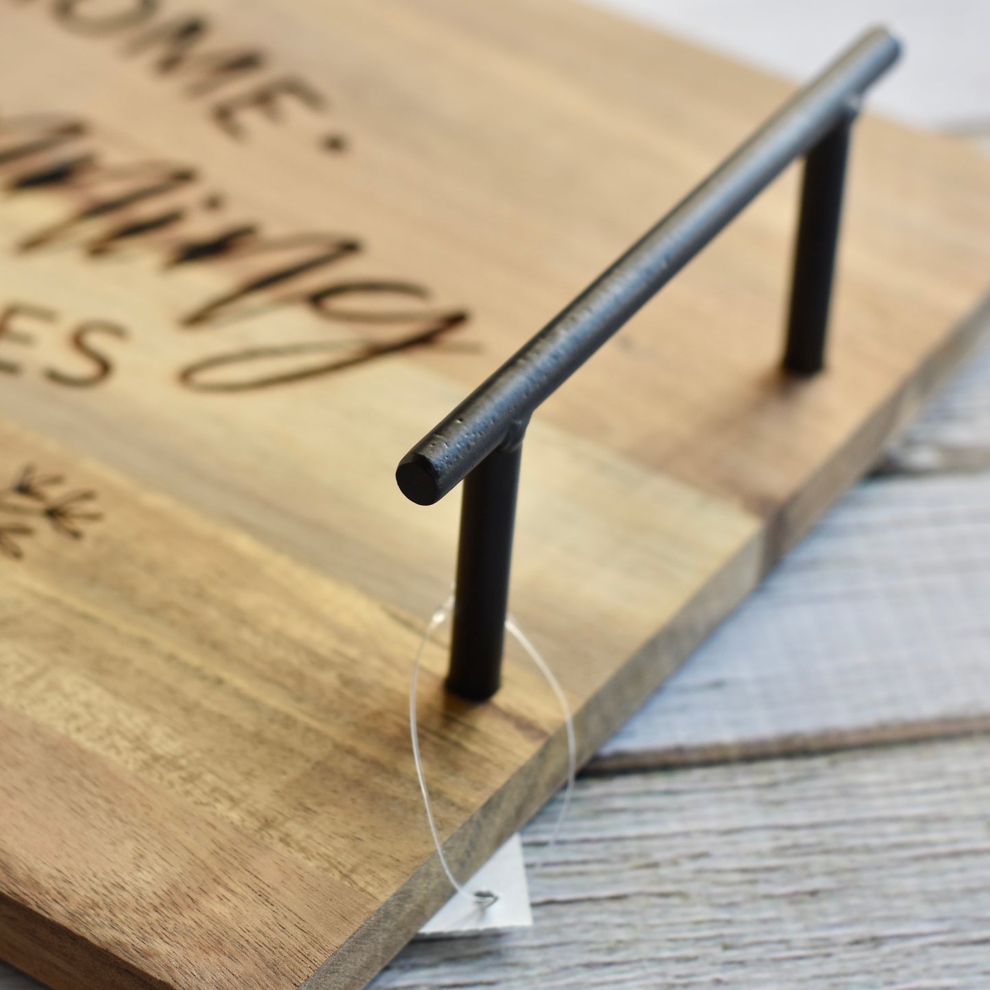 Personalized Tray with Black Handles