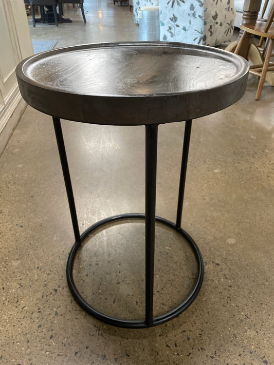 Table Wood Top/Black Iron Open Base