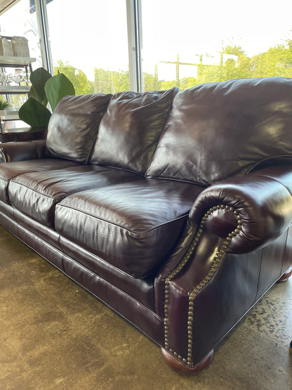 Deep Wine Leather Sofa