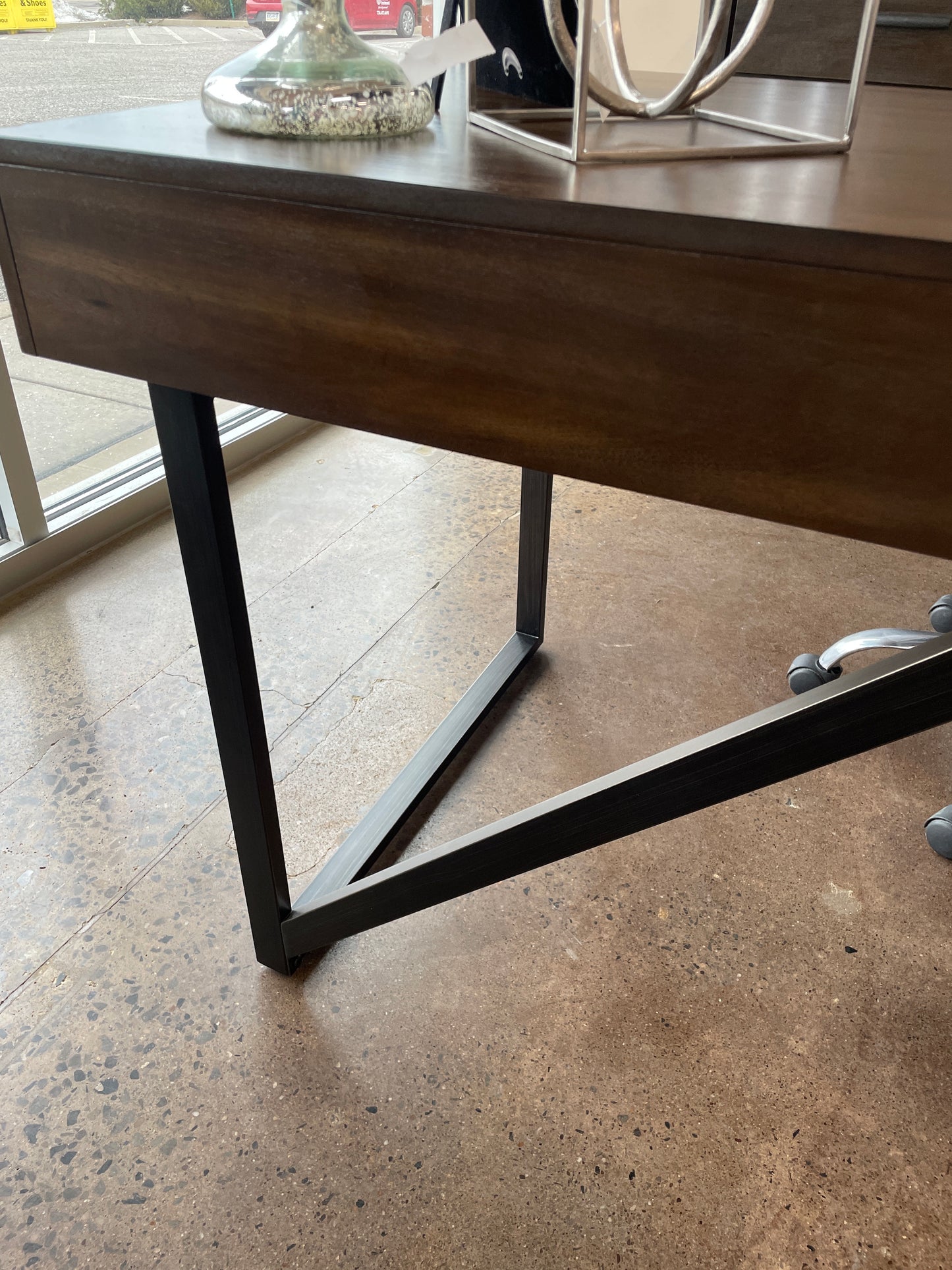 Black Writing Desk w/ Metal Legs - MODEL HOME