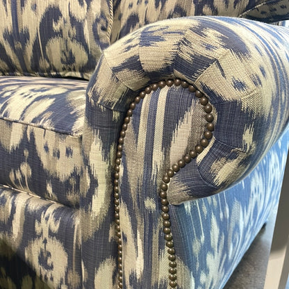 Blue and White Chair w/ ottoman