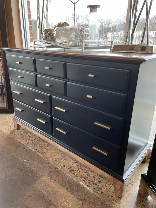 Refinished Black Dresser with Wood Top