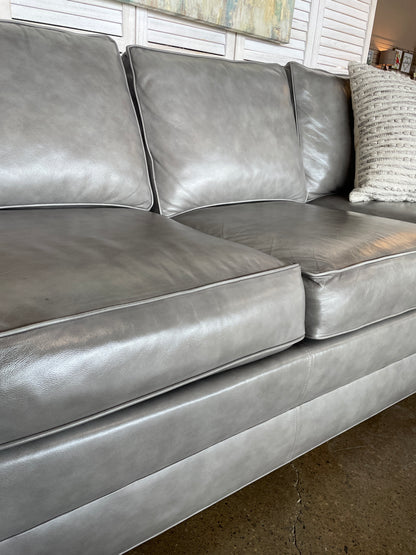 Grey Leather Sofa with Chaise