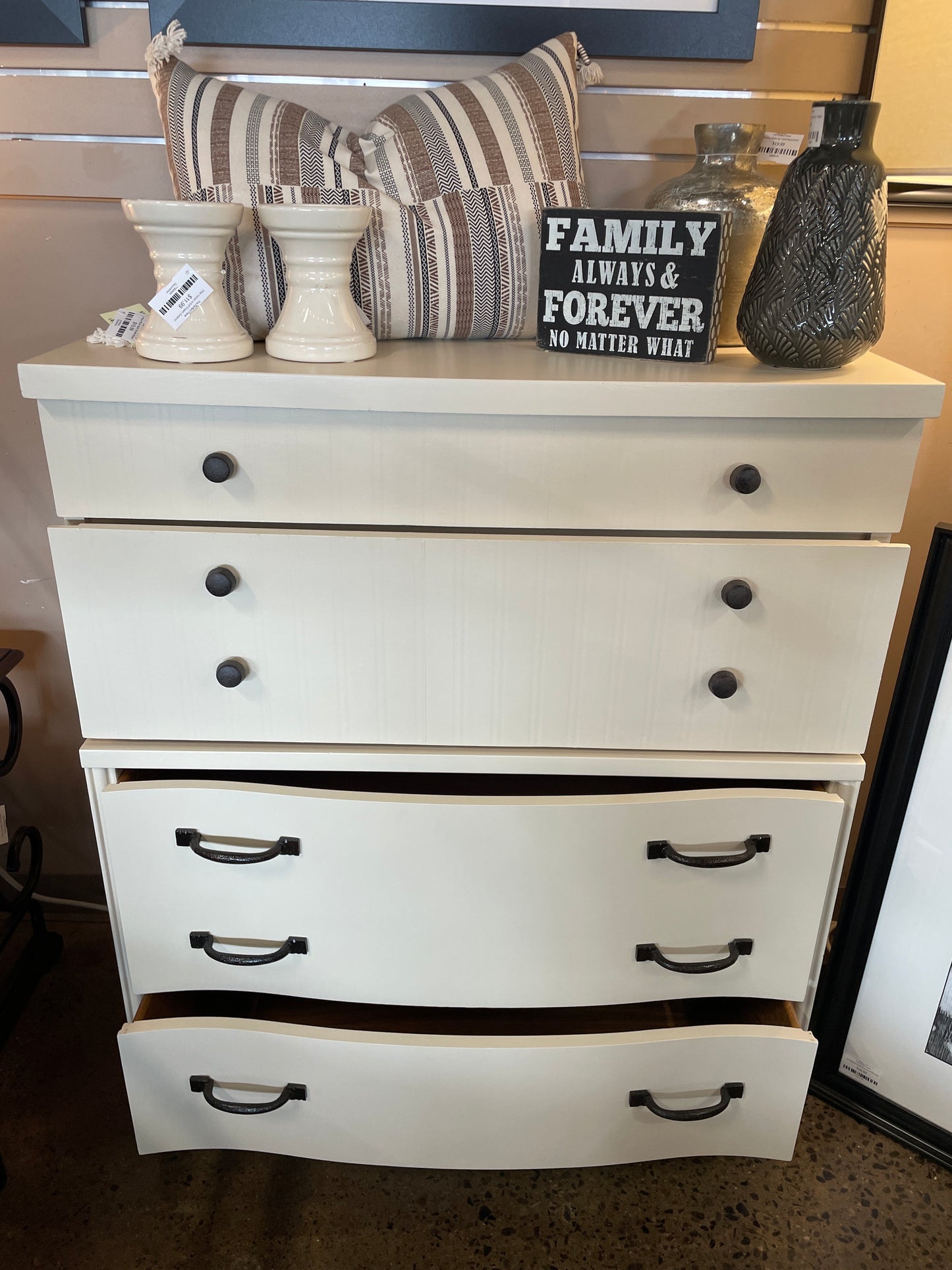 Cream Refinished 4 Drawer Dresser