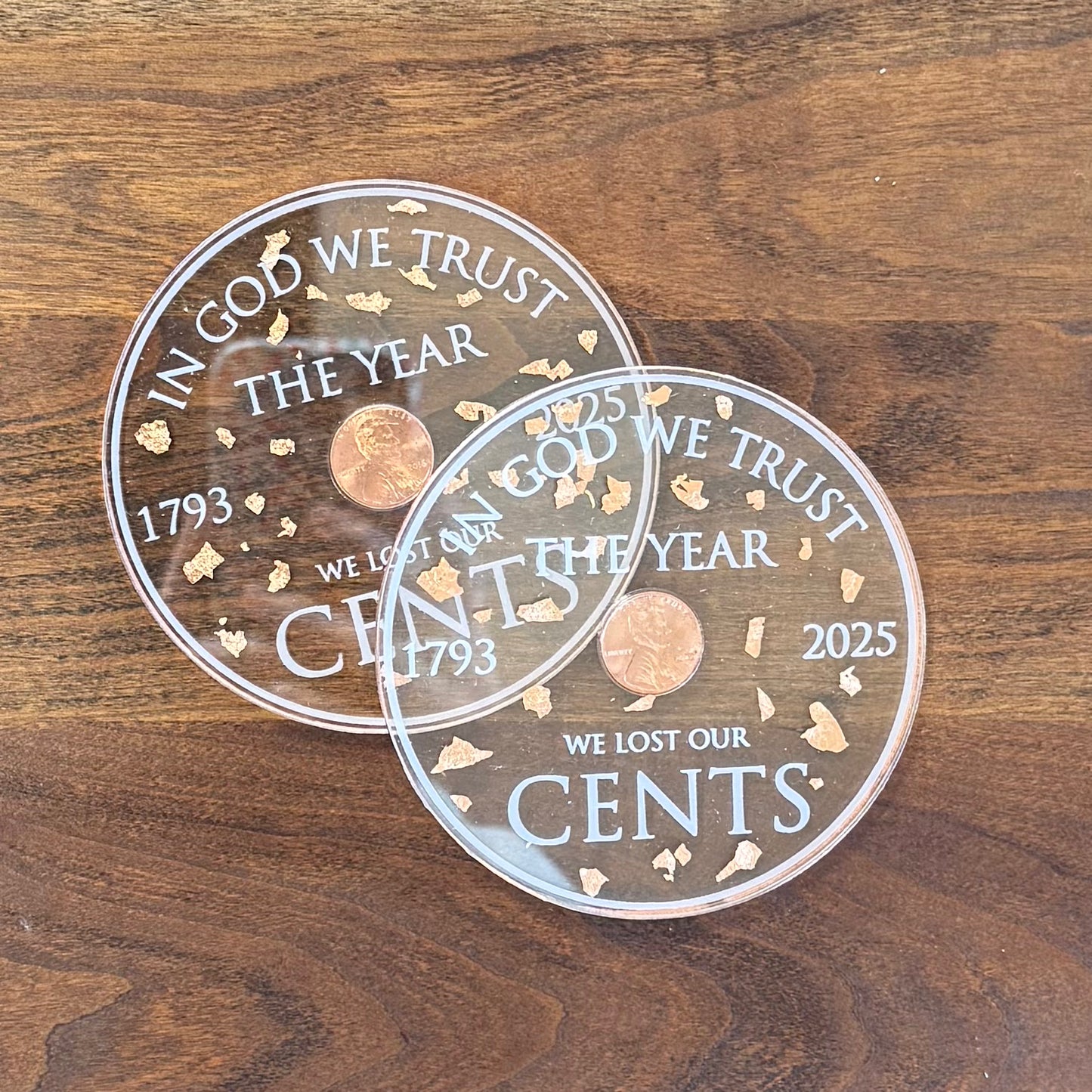 Acrylic Penny Coaster - Set of 2