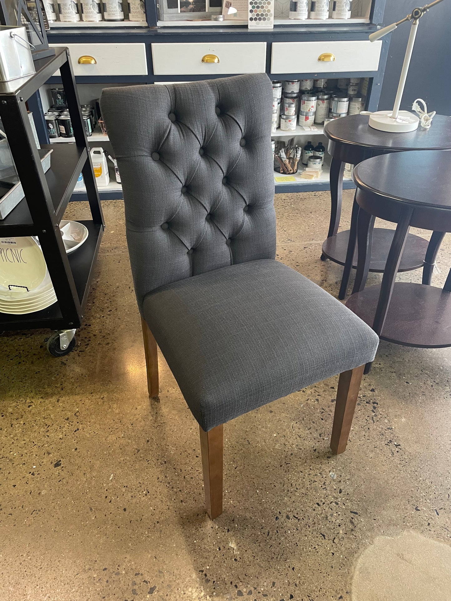 Dark Grey Tufted Dining/Office Chair