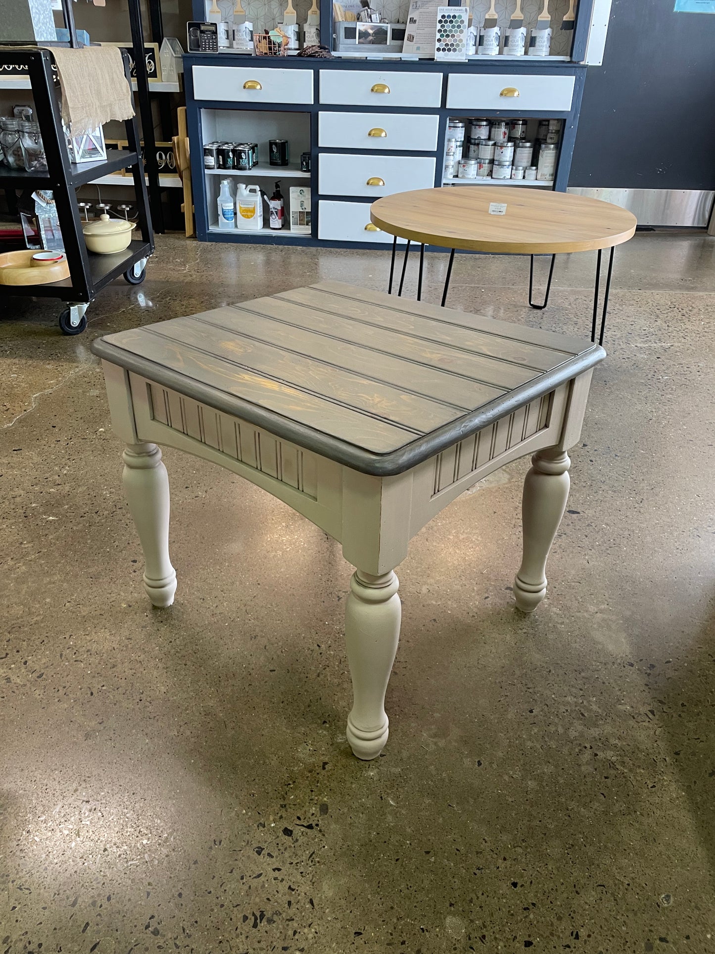 Grey and Brown Wood End Tables