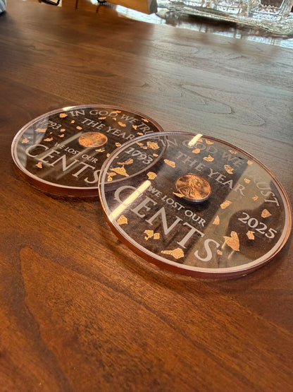 Acrylic Penny Coaster - Set of 2
