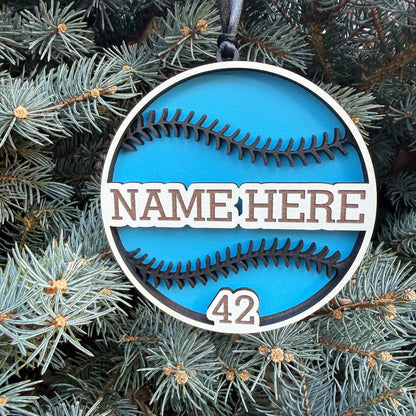 SV Baseball Ornament W/Stiches Name & Number