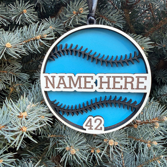 SV Baseball Ornament W/Stiches Name & Number