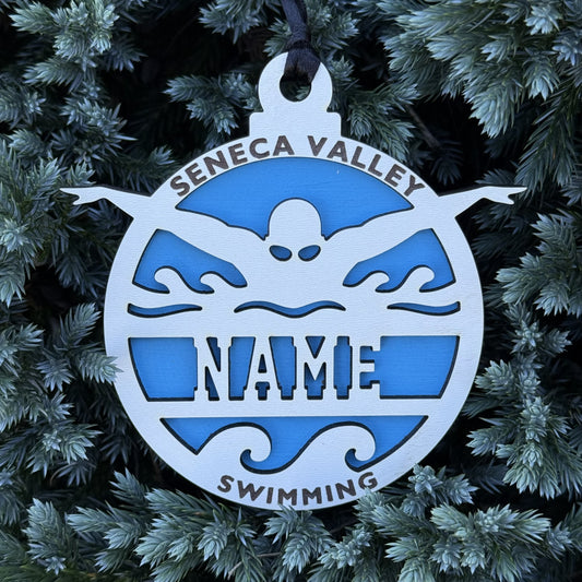 Seneca Valley Swimming Ornament w/Name