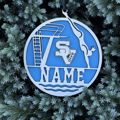 Seneca Valley Diving Ornament w/Name
