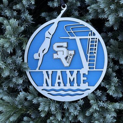 Seneca Valley Diving Ornament w/Name
