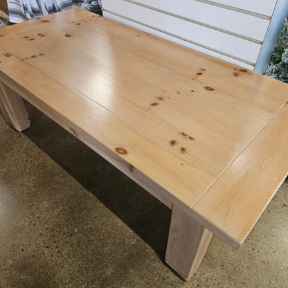 Light wood mission style coffee table