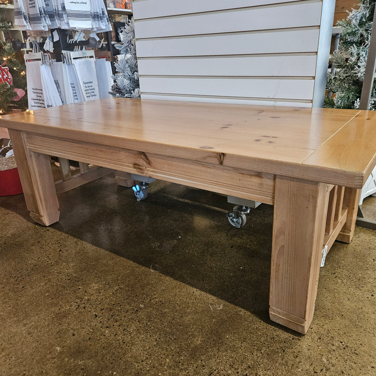 Light wood mission style coffee table