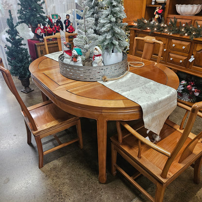 Century light wood dining set with 6 chairs
