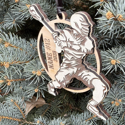 Seneca Valley Lacrosse Player w/ name, # and year Ornament