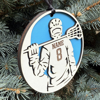 Seneca Valley Lacrosse Player w/ name and # Ornament