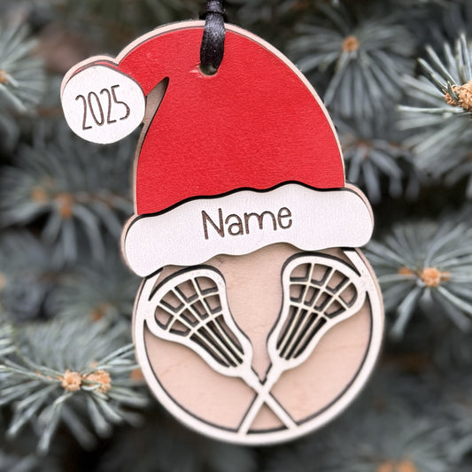 Seneca Valley 2025 Lacrosse Santa Hat w/ Name Ornament