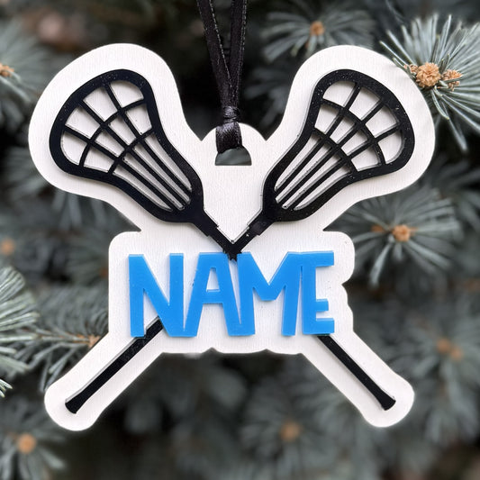 Seneca Valley Lacrosse Sticks w/Name Ornament