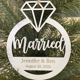 Married with Names & Date Ornament