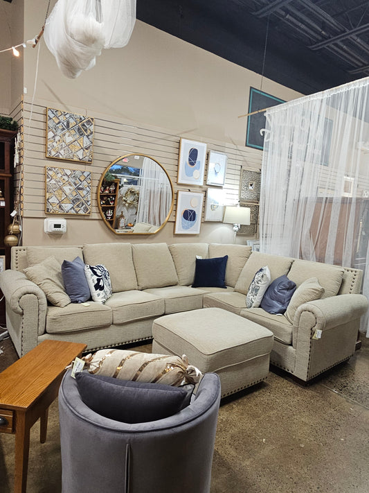 Neutral L-Shaped Sectional and Ottoman