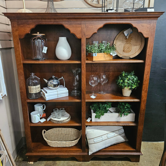 Dark wood double bookshelf