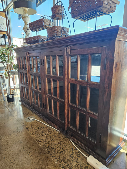 Dark Wood Farmhouse Buffet/Media Cabinet