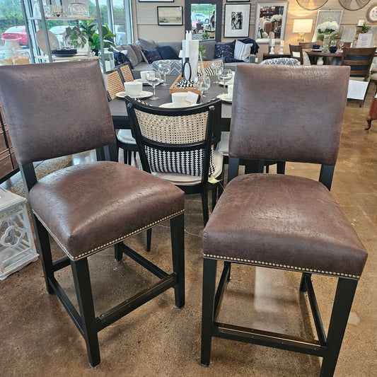 Arhaus Faux Leather Counter Stool (Setof2)